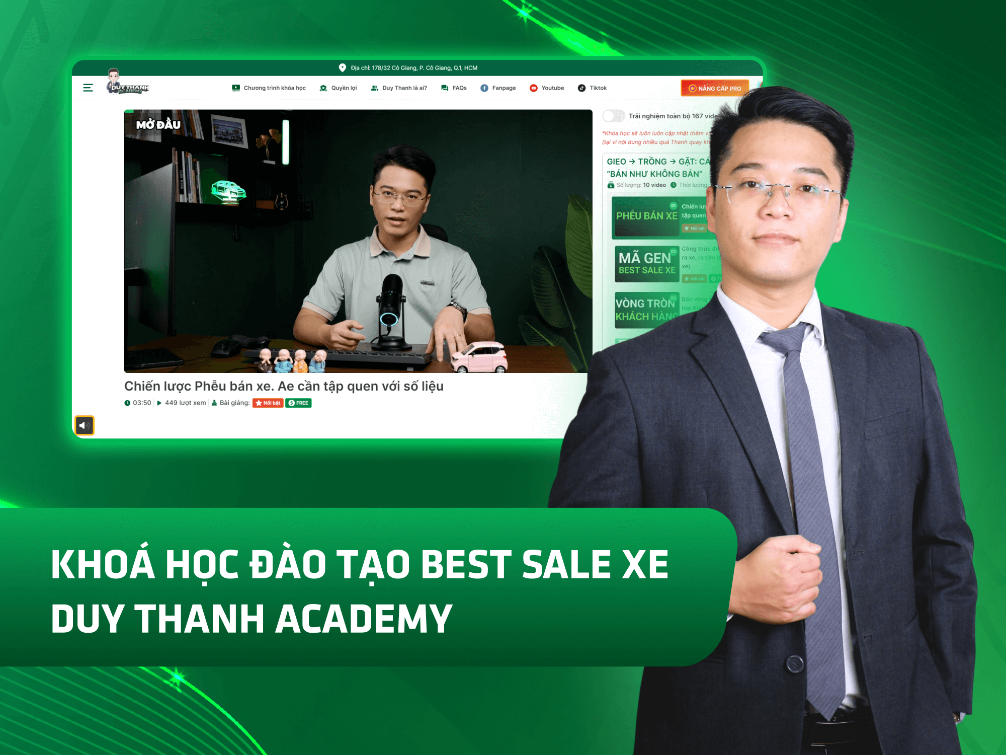 Website khoá học Duy Thành Academy vận hành trên MONA eLearning