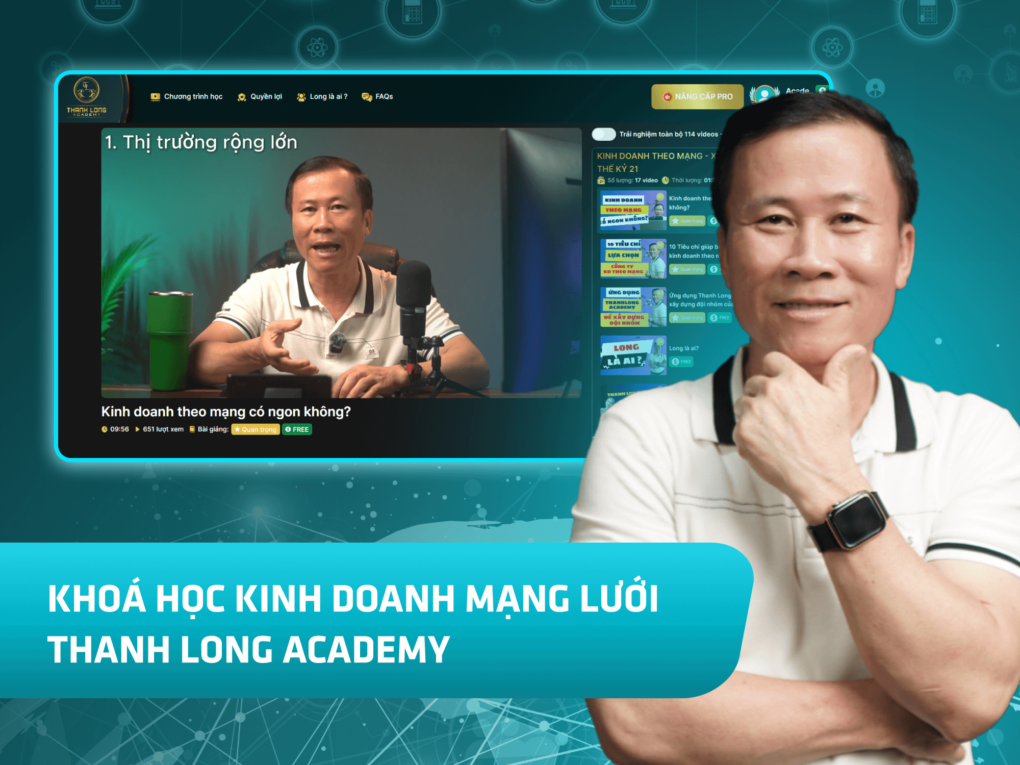 Website khoá học Thanh Long Academy vận hành trên MONA eLearning