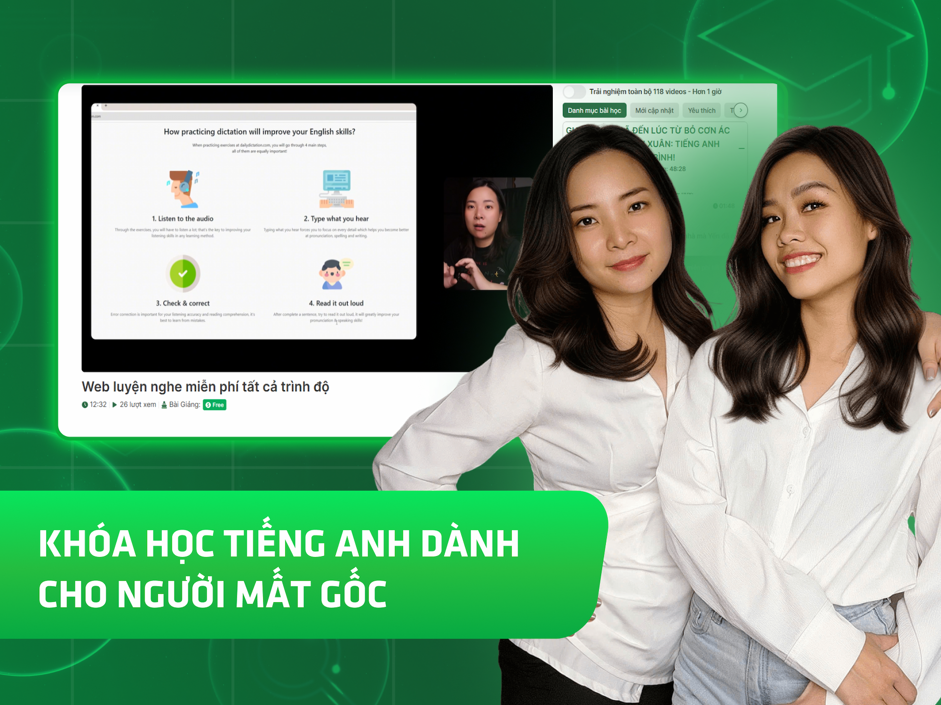 Hình khóa học ENGLISH COURSE FOR BEGINNERS trên MONA Academy