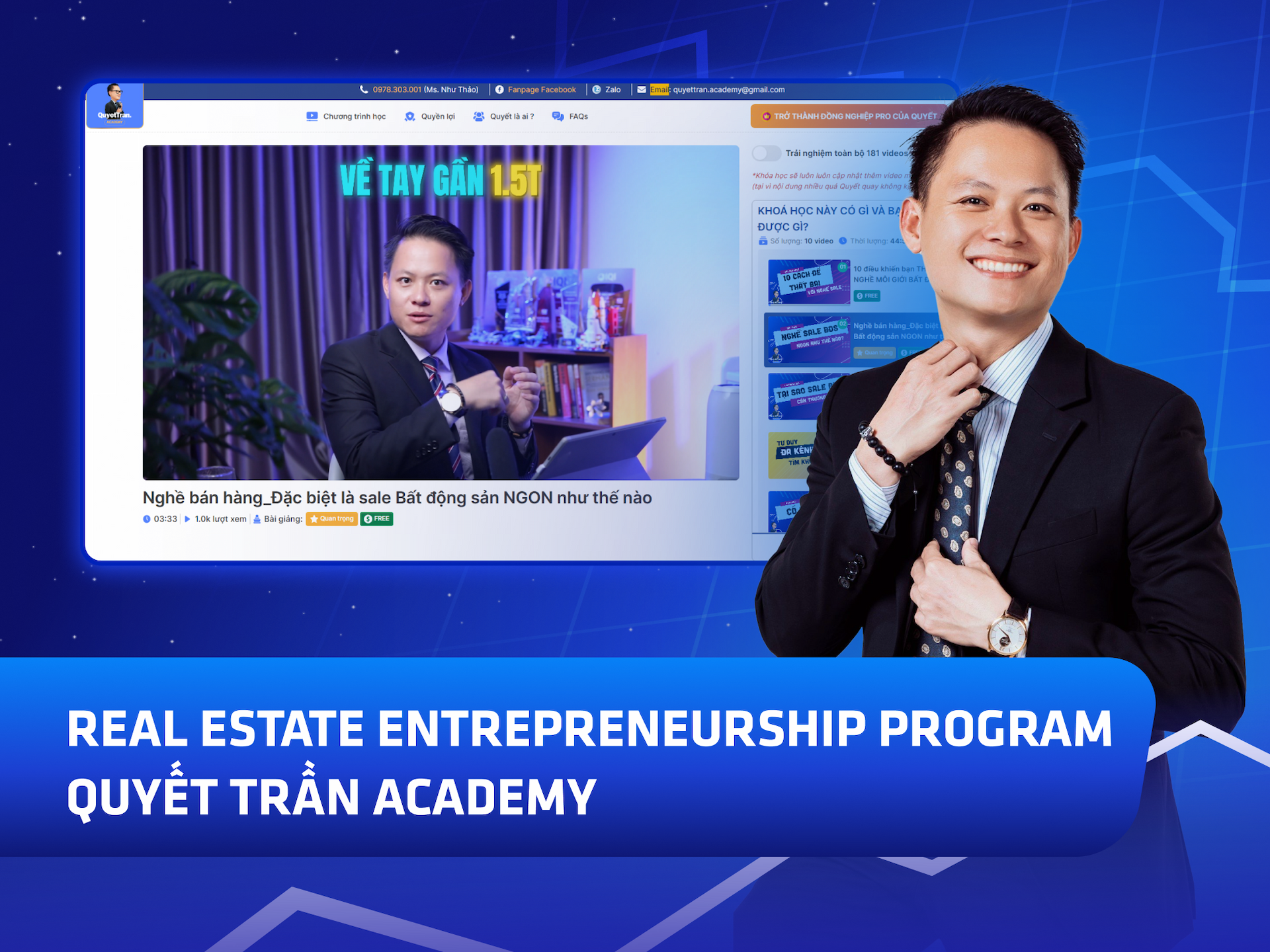 Hình khóa học Quyet Tran Academy trên MONA Academy